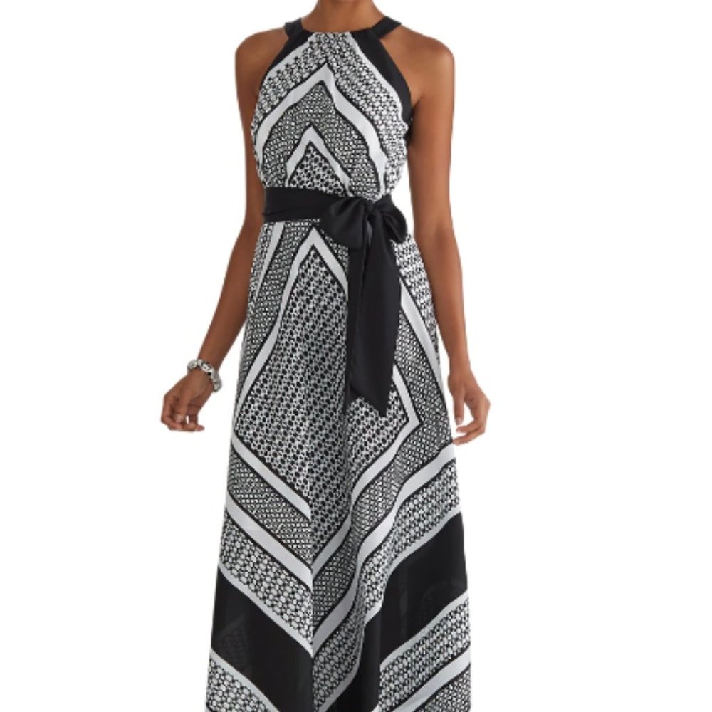LIKE NEW  WHBM Sleeveless Scarf Print Maxi - Size 14